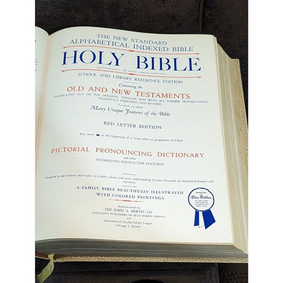 HOLY BIBLE RED LETTER SPECIAL BLUE RIBBON SCHOOL AND LIBRARY REFERENCE 1965-66 - Picture 6 of 16